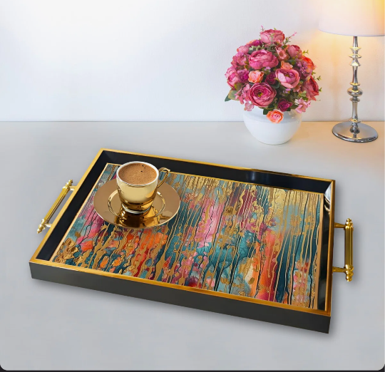 Elegant Tray Black and Gold
