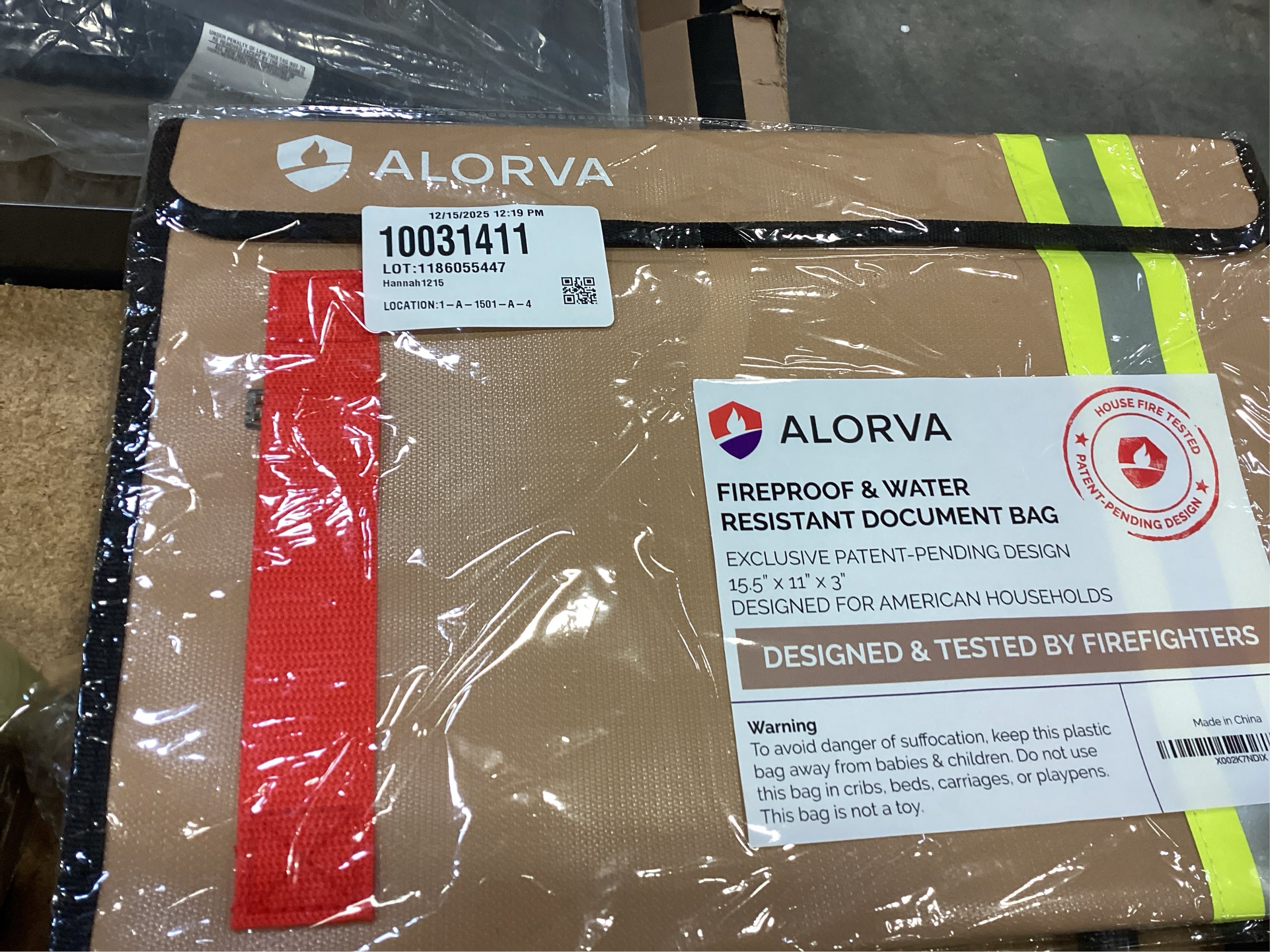 Fireproof & Water-Resistant Document Bag – 15.5 x 11 x 3-inch Pouch for Legal Documents & Valuables - Double-Layered Zippered Protection – Firefighter Designed (Beige)