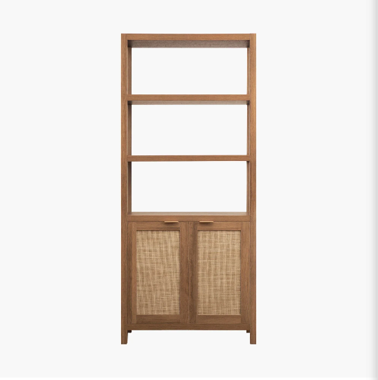 Savanna Rattan Bookshelf Reclaimed Caramel Oak