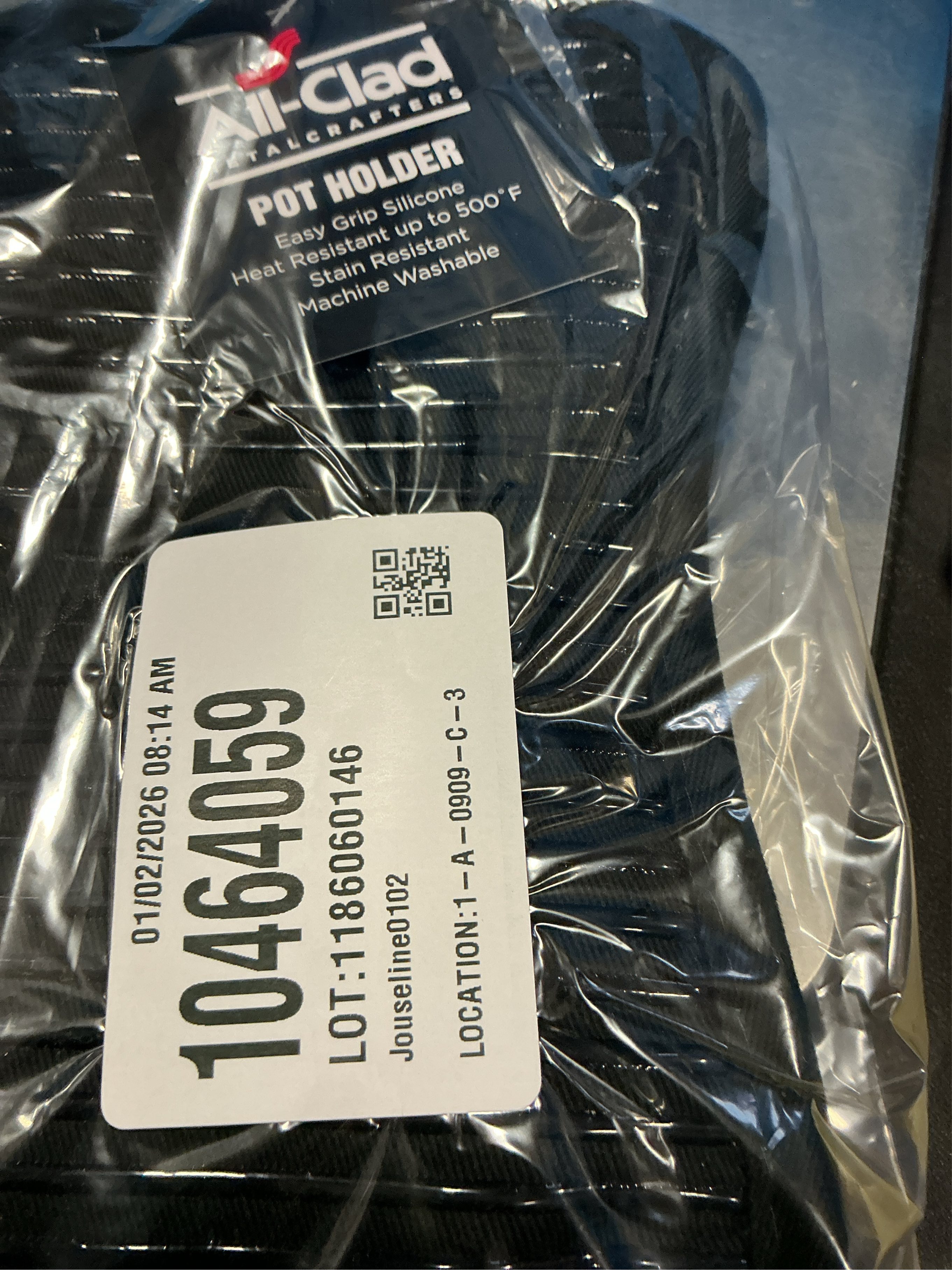 All-Clad Premium Pot Holder & Hot Pad: Heat Resistant to 500 Degrees - 100% Cotton, 10x6.25 Hot Pad for Kitchen and Barbeque, (2-Pack), Black