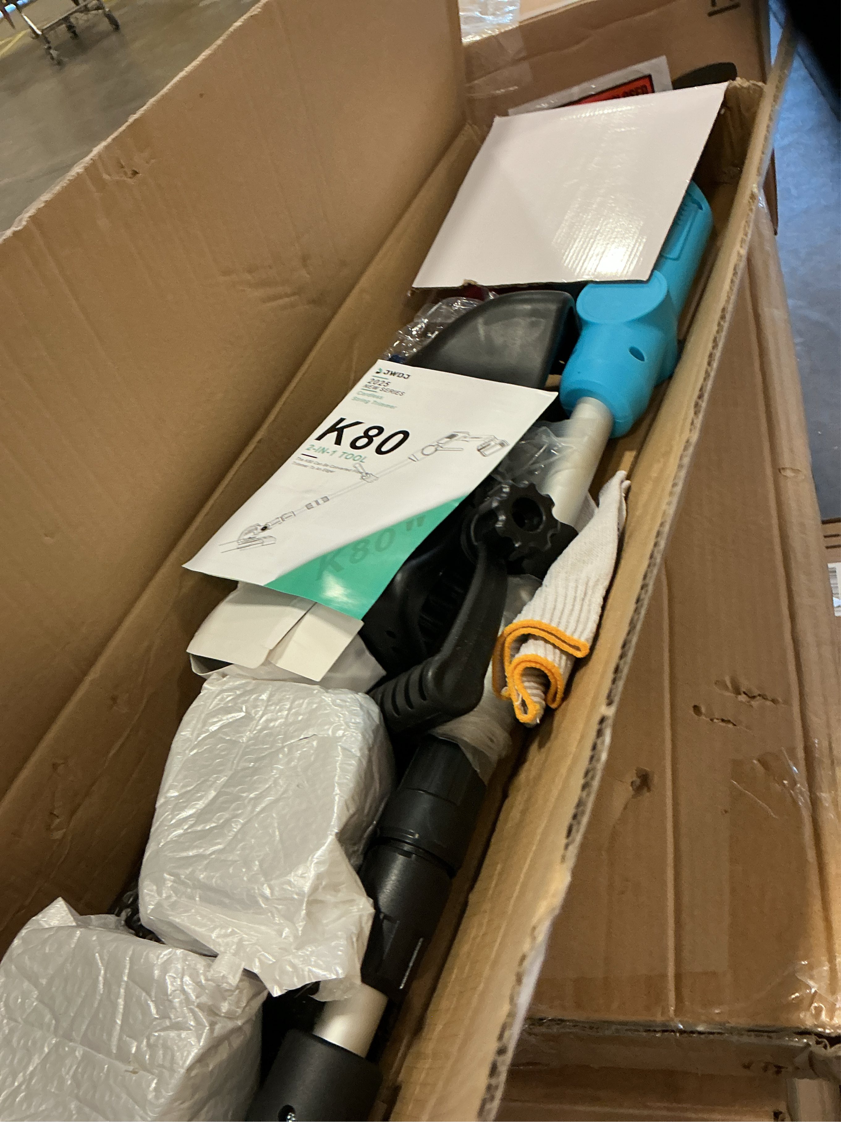 Electric Weed Wacker Cordless Eater Battery Powered Eater Lightweight Edger Portable Stringless Grass Trimmer/Lawn Mower/Brush Cutter, with 3 Types Blades & Wheels for Yard and Garden-Blue