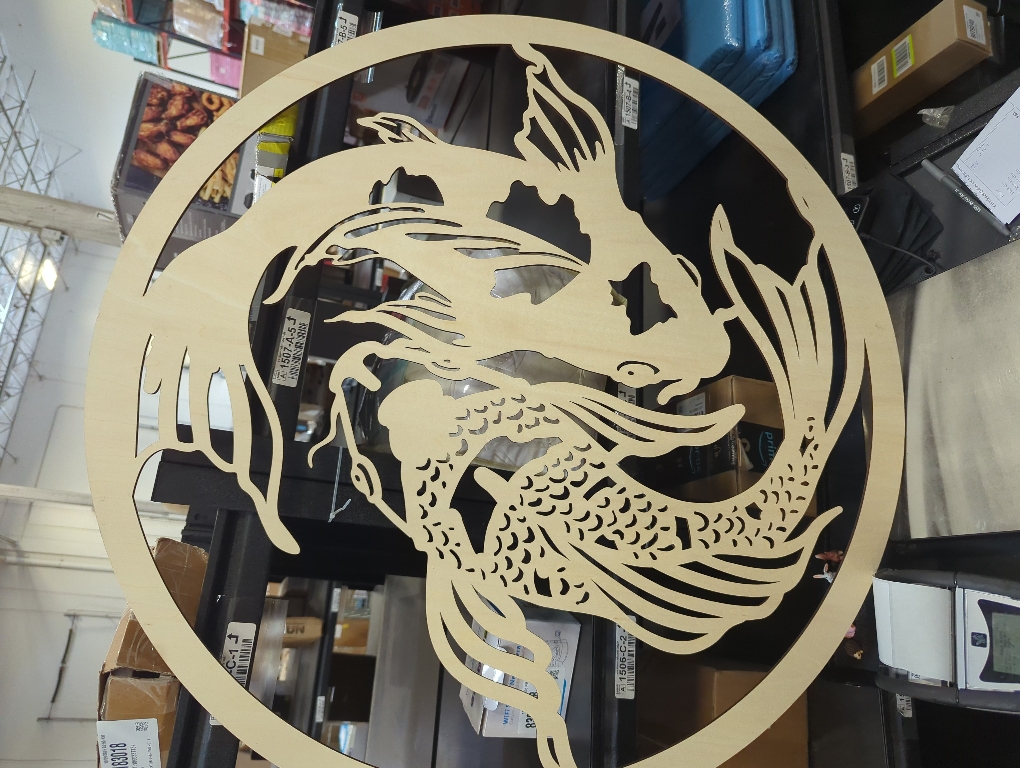 Metal Koi Fish Wall Decor, Koi Fish Metal Wall Art, Feng Shui Koi Fish, Yin Yang Wall Art, Zen Art Wall Decor, Feng Shui Home Design, Spiritual Metal Sign, Bathroom Wall Decor (Gold, 30x35|75x90cm)