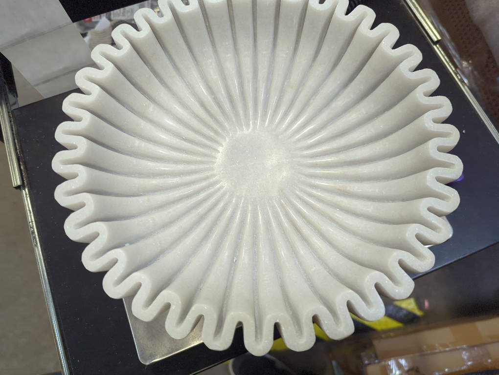 HandCrafted Marble Ruffle Bowl/Antique Scallop Bowl/Fruit Bowl/Vintage Ring Dish/Decorative Flower Dish/HouseWarming Gift/Wedding Gifts/Urli