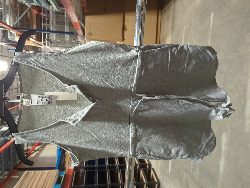 Sleeveless Drawstring Waist Button Tank Romper Heather Grey S