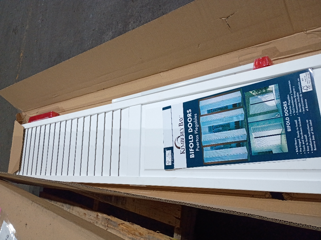 80 in. x 36 in. Plantation Louver-Panel Solid Core White Wood Bi-fold Door with Hardware
