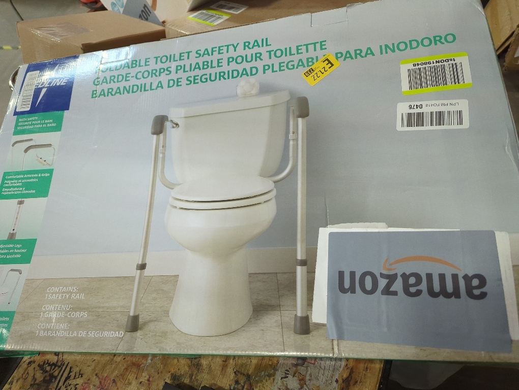 Medline Toilet Safety Rail For Seniors with Easy Installation, Height Adjustable Toilet Safety Frame, Bathroom Assist Rail with Armrests, Bathroom Safety, 250 lb. Weight Capacity