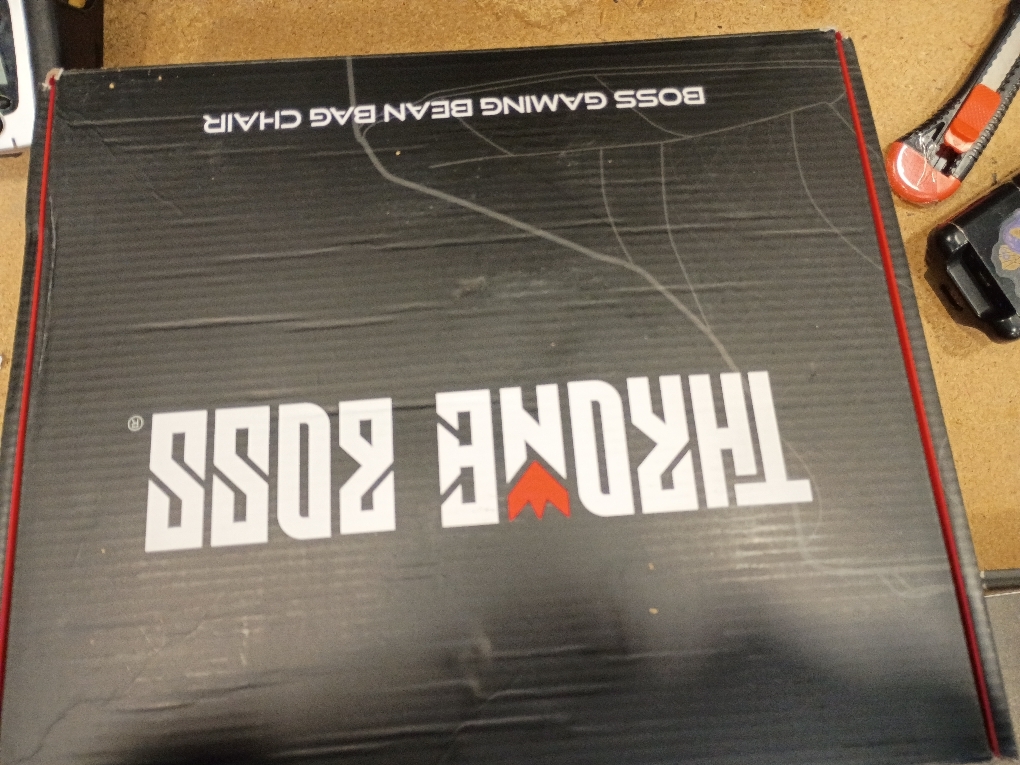 Throne Boss Gaming Bean Bag Chair Cover for Adults with High Back, Red – Large Floor Gaming Chair Cover, Easy to Clean Fabric, Large Pockets, Headphone Hanger, Requires 350 Liters Polystyrene Beans