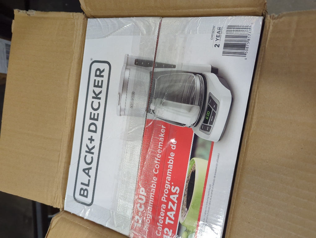 12-Cup Digital Coffee Maker, Programmable Washable Basket Filter Sneak-A-Cup Auto Brew Water Window Keep Hot Plate white