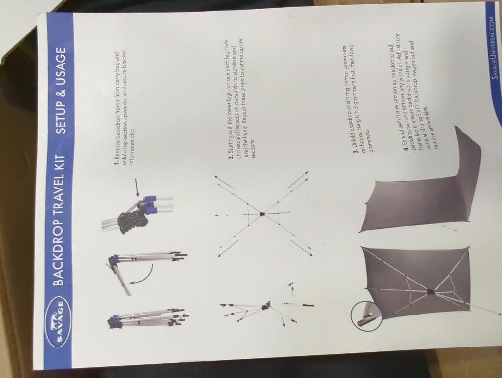 Savage 5x12' White Background Floor Extended Backdrop Travel Kit (water damage on case not product)