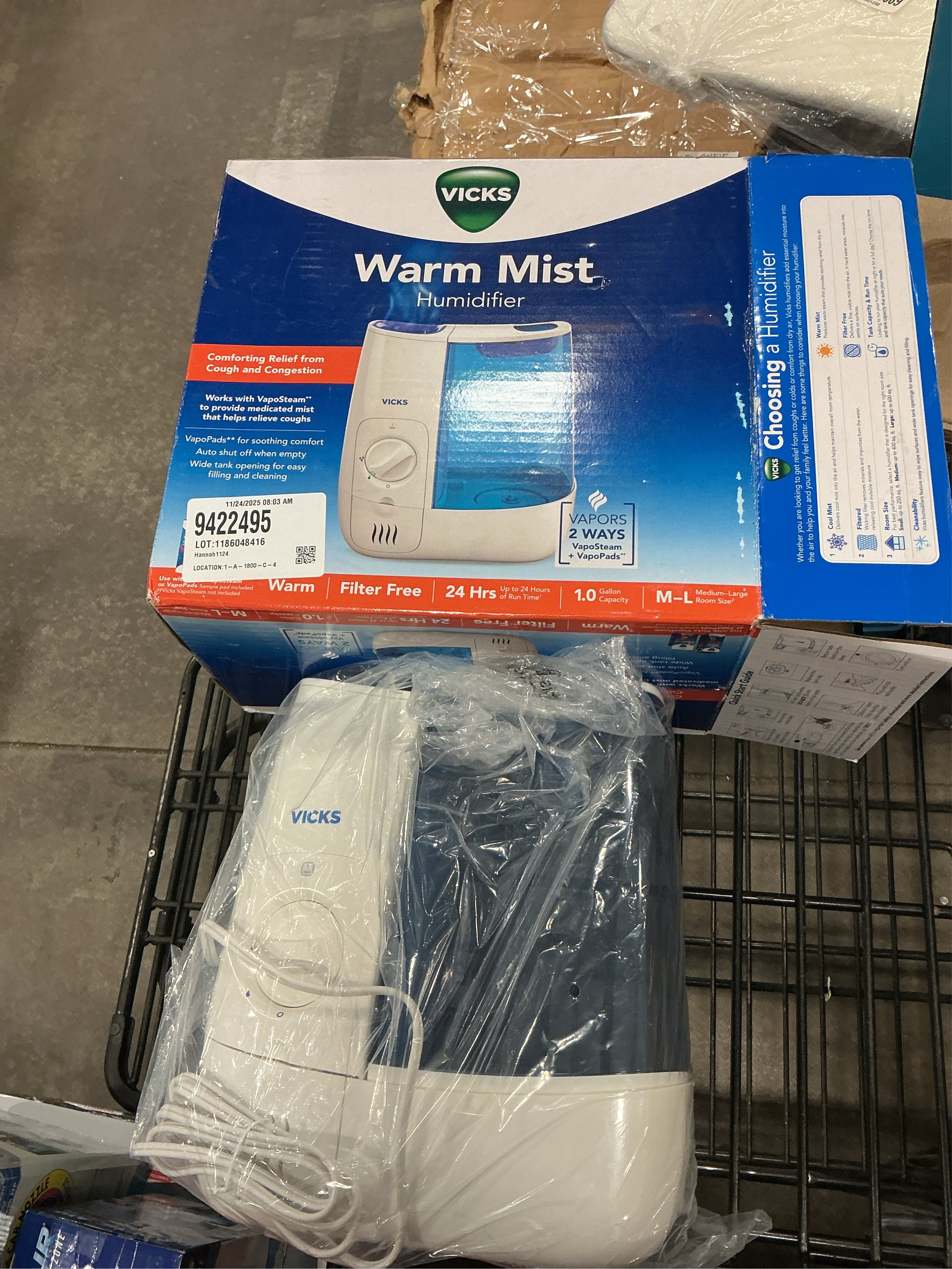 Vicks 1 gal 200 sq ft Manual Humidifier