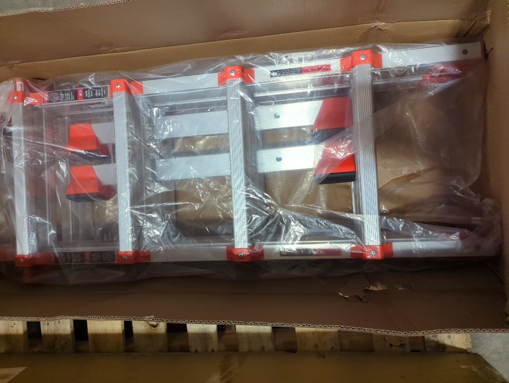 LANBITOU Ladder, A Frame 4 Step Ladder Extension, 14 FT Anti-Slip Multi Position & Storage Folding Ladder, 330 lbs Security Load Telescoping Aluminum Ladders for Stairs Home Indoor Outdoor Roof