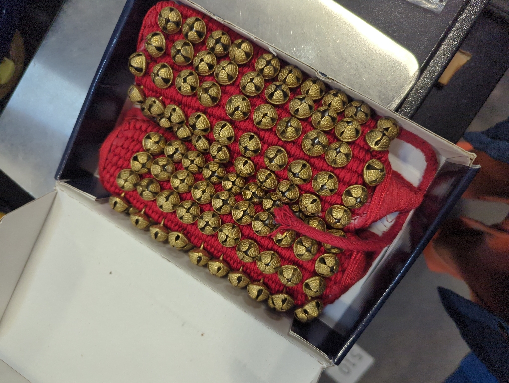 eSplanade Dance Ghungroo (50   50) Red 5 Line Ghungroo with Cushion Pads | Bell, Ghungru 5 Line Red Pad