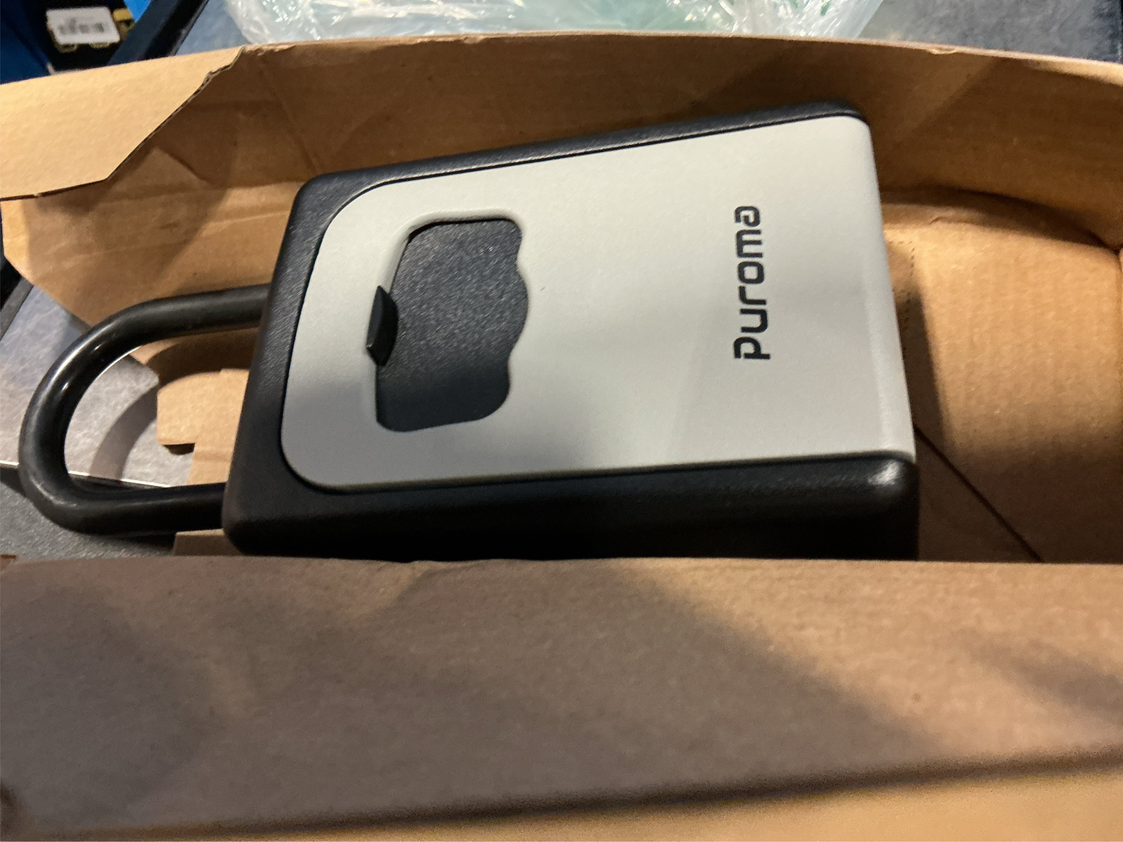 Puroma Lock Box, Large Key Lock Box Resettable Combination Code Lockbox, Portable Wall Mount Lockbox Security Safe Box for Outside Outdoor Home Office Door Handle House Key, Gray (1 Pack)