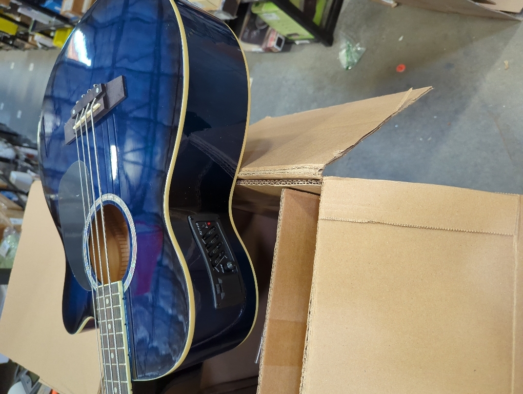 Ktaxon 4 String Acoustic Bass Guitar, Full Size Bass Guitar Kit, Blue