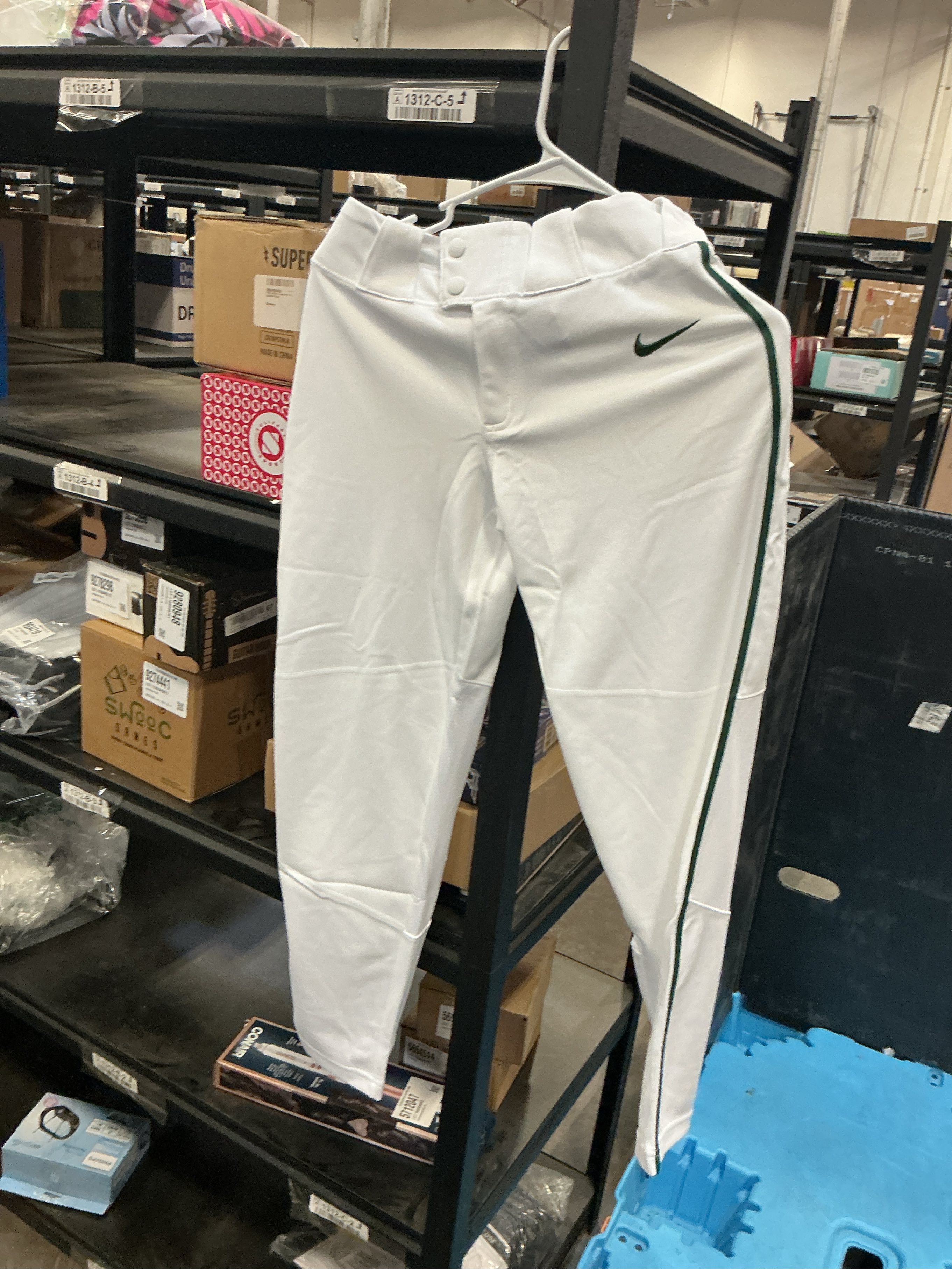 XL Nike Boys GSB Team Vapor Select Piped Pants, White/Green, xLarge