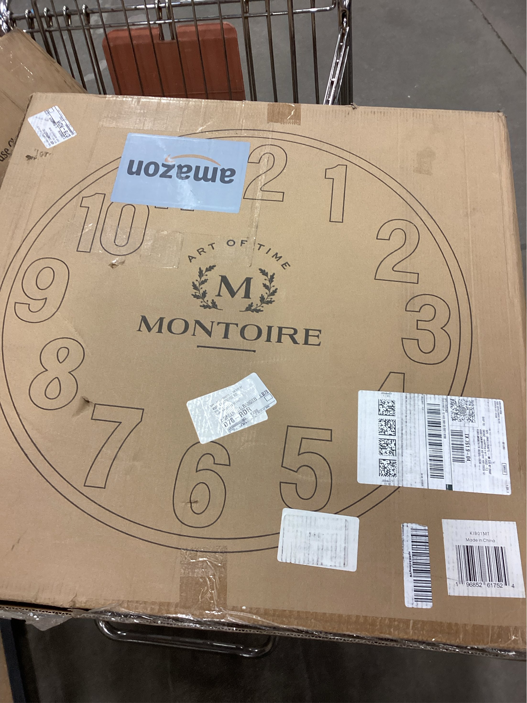 Montoire 24 Inch Wooden Farmhouse Wall Clock Large, Extra Large for Living Room Decor - Big Oversized Rustic Round Decorative Clocks for Walls, Battery Operated