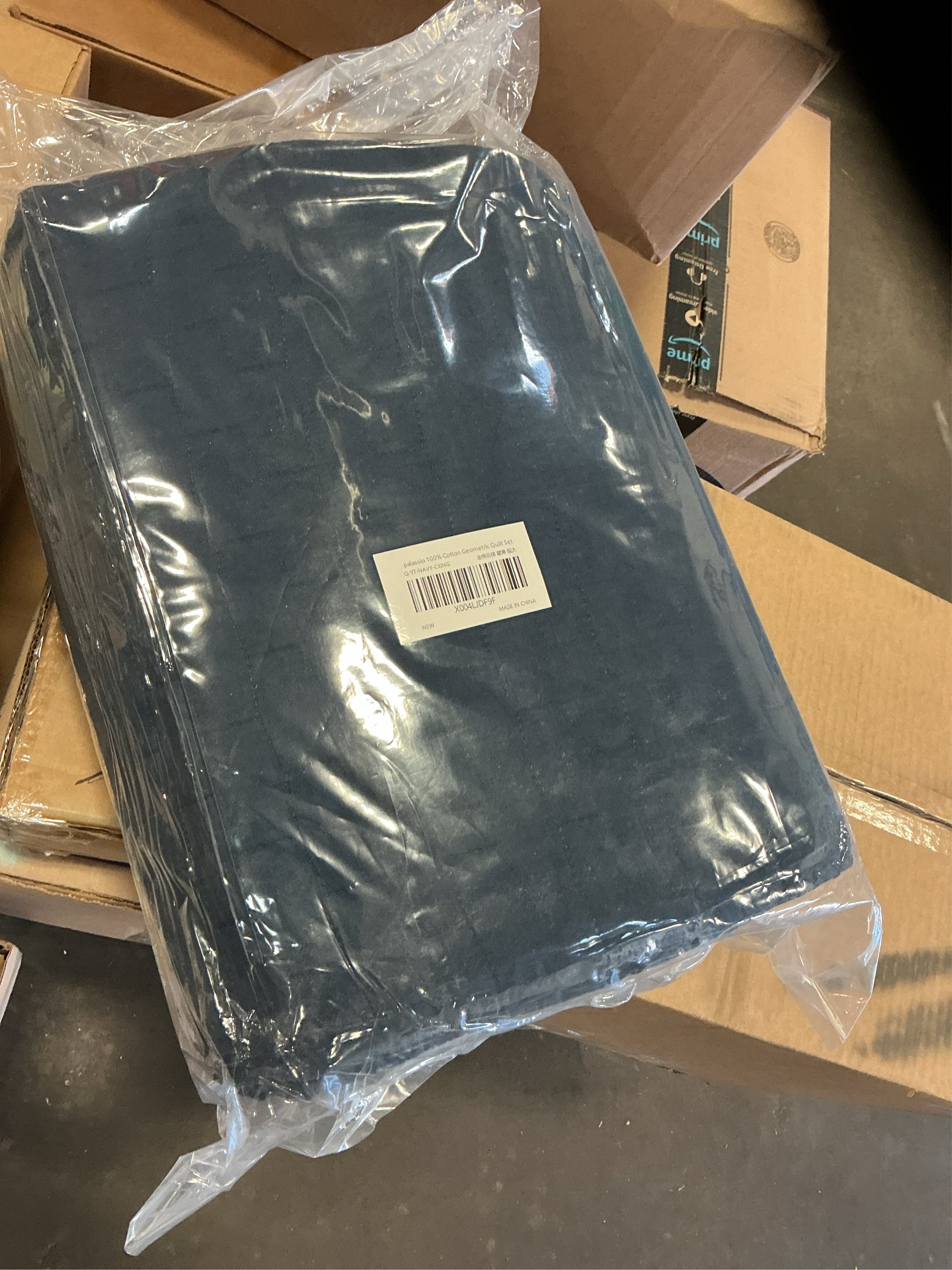 palassio Navy Blue 100% Cotton Quilt Twin Size Bedding Sets with 1 Pillow Sham, Textured Lightweight Soft Bedspread Shabby Chic Coverlet, Quilted Comforter Bed Cover for All Season, 2 Pieces