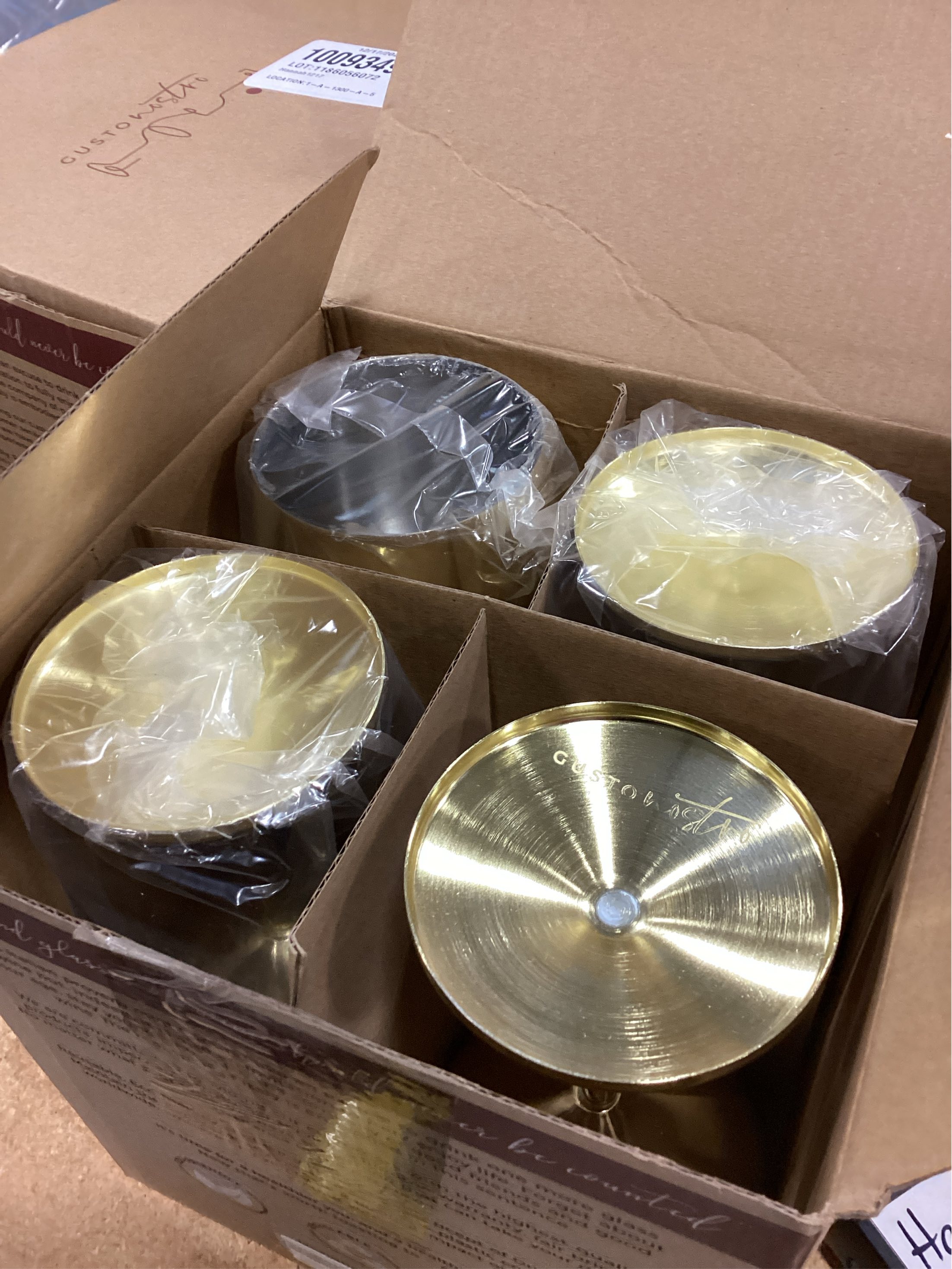 Gusto Nostro Stainless Steel Wine Glass - 18 oz Unbreakable Gold Wine Glasses for Travel, Camping and Pool - Fancy, Unique and Cute Portable Metal Wine Glass for Outdoor Events, Picnics (Set of 4)