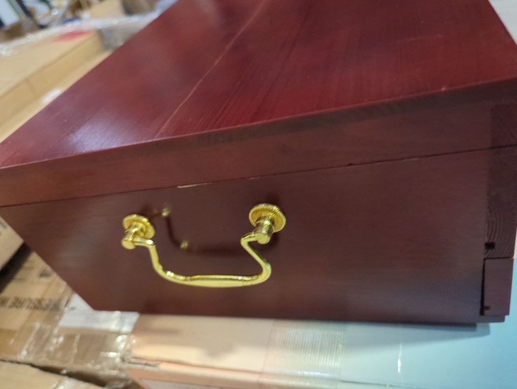 Silverware Storage Box, Kitchen Drawer Organizer, Drawer-containing flap-type storage box, Wood Chest, with Tarnish Proof Felt Lined, Storage Silver Chest for Kitchen (2 layer)