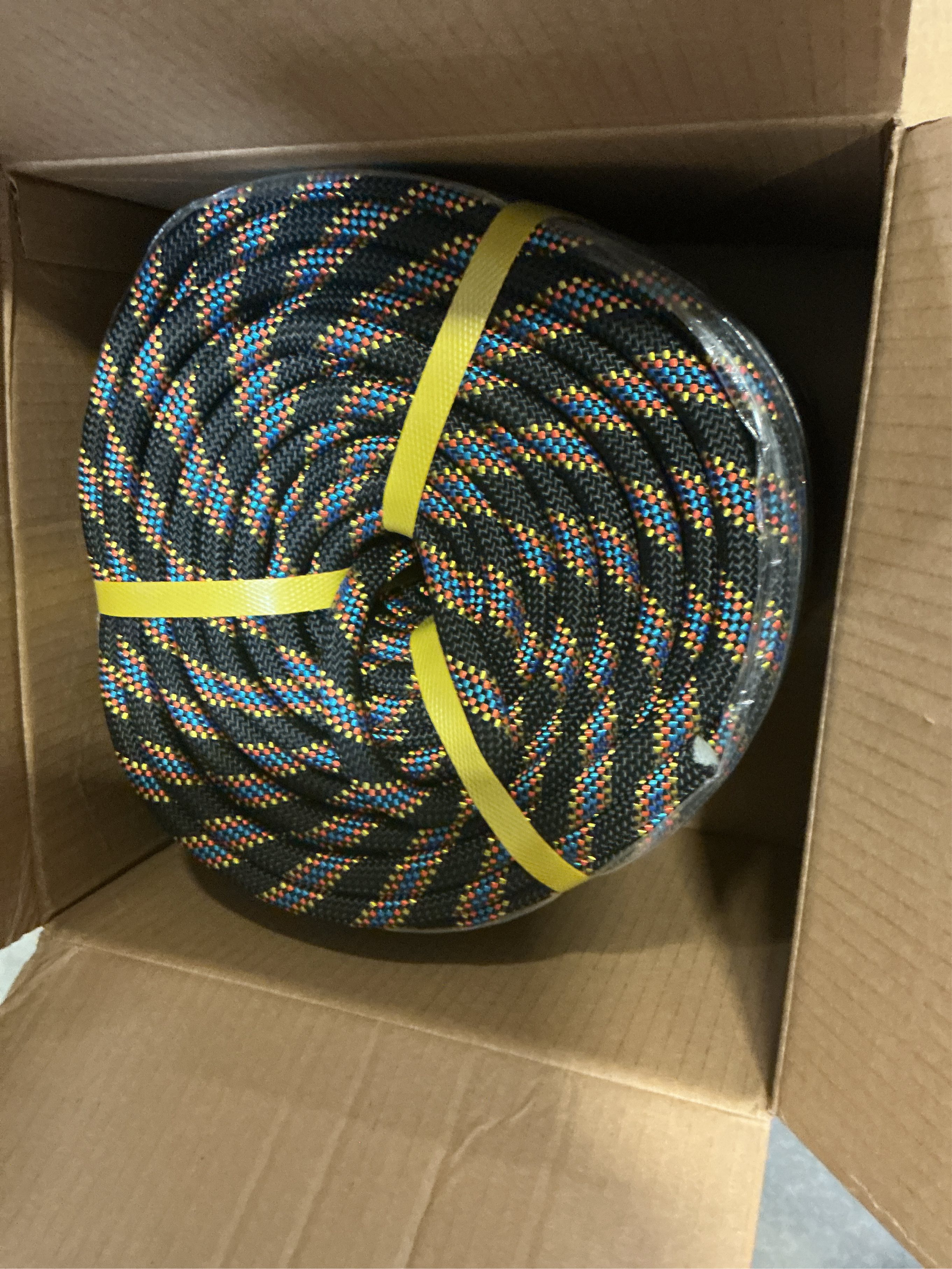 Double Braided Polyester Rope (1/2 Inch x 200 Feet) 48 Strands Strong Arborist Rope Climbing for Tree Work Pulling Swing Sailing, Black/Blue