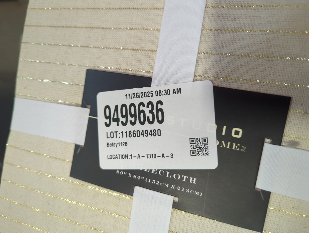 Solino Home Linen Square Tablecloth 52 x 52 Inch - Pinstripe, 100% Pure Linen Ivory and Black Table Throw - Machine Washable Tablecloth for Fall, Autumn, Thanksgiving, Christmas, Holiday