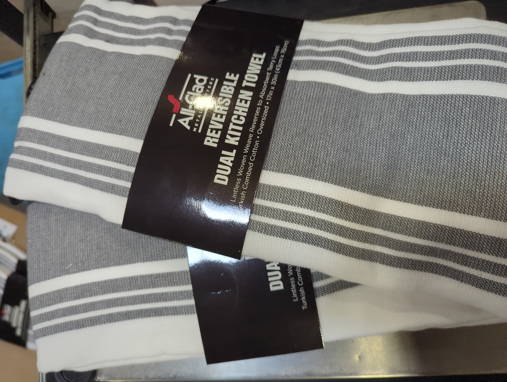 2pk All-Clad Striped Dual Kitchen Towel in Pewter