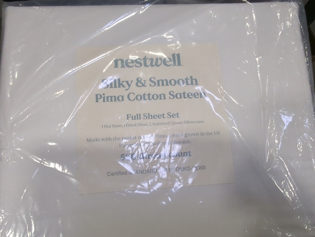 Nestwell Silky And Smooth Pima Cotton Sateen Full Sheet Set 500 Thread Count Bright White