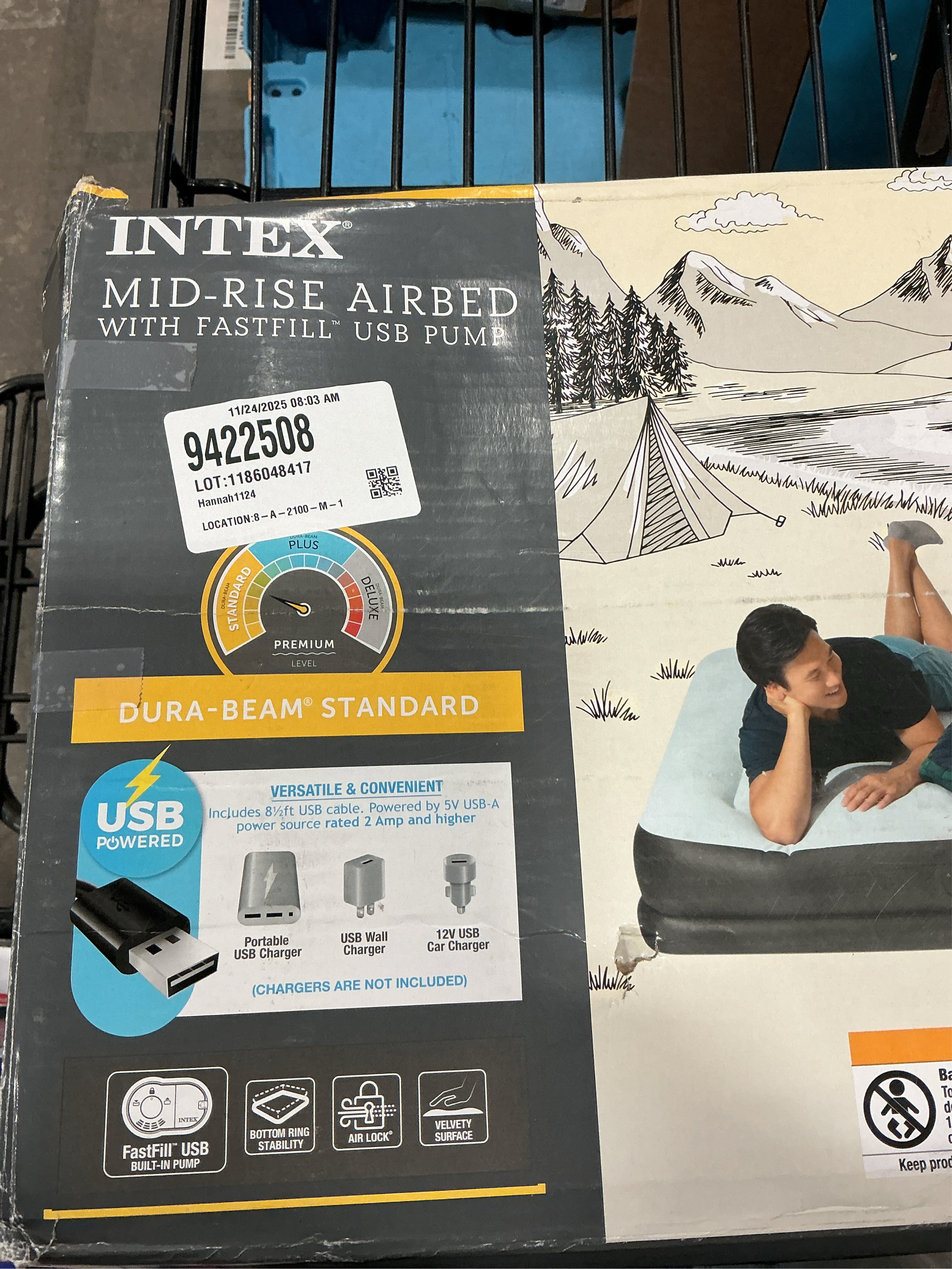 Intex Mid Rise 12 Air Mattress with Electric Pump - Queen