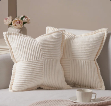 Corduroy Striped Square Throw Pillow Cover (Set of 2)