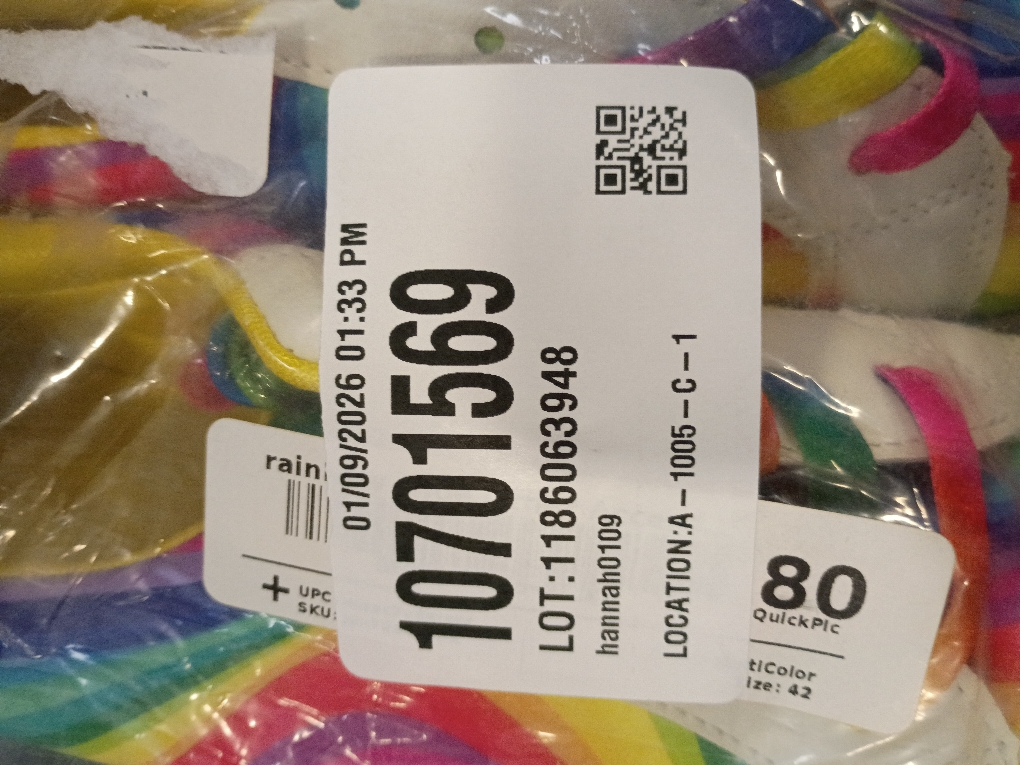 Rainbow Ombre White Sneakers for Women Casual Street Style Athletic Shoes with Gradient Design SIZE 11-11.5 WOMENS