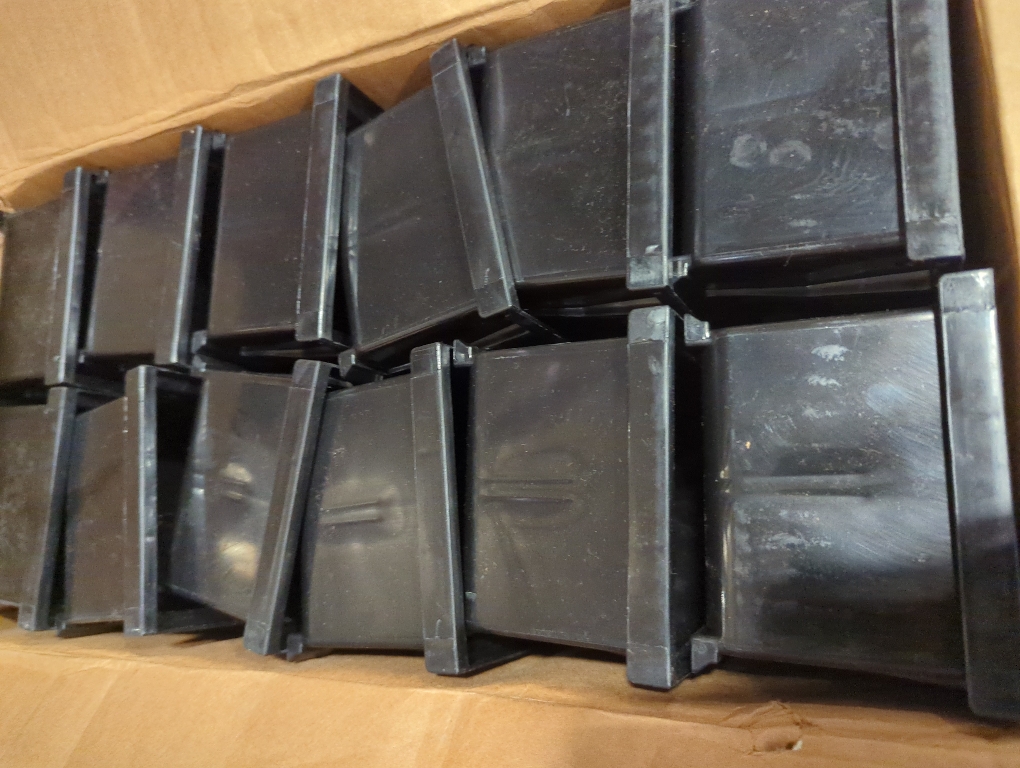 Akro-Mils 30210 AkroBins Plastic Storage Bins, Space-Saving Stackable Bins for Garage, Pantry, Craft Organization, 5- x 4- x 3-, Black, 24-Pack