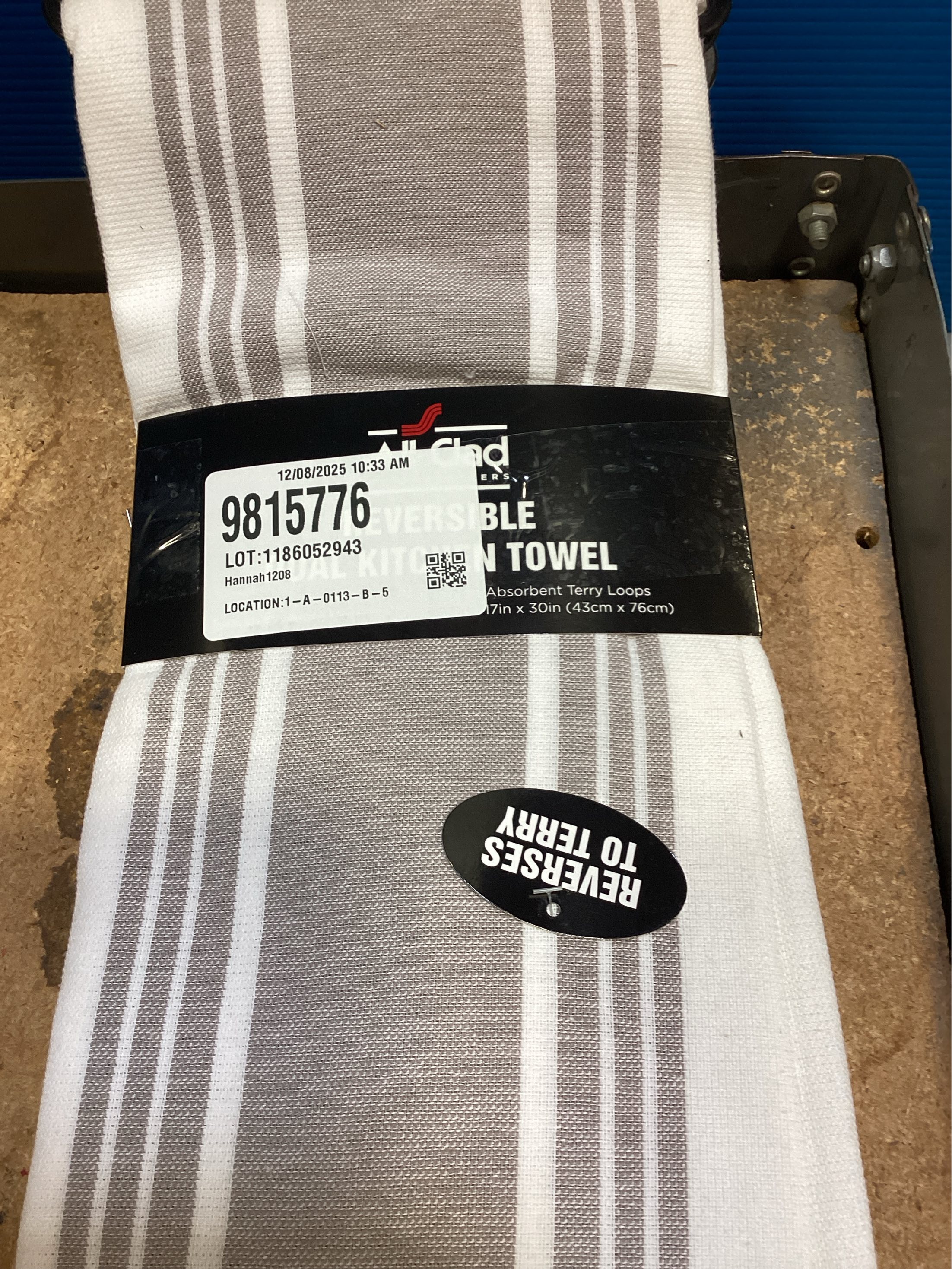 All-Clad Striped Dual Kitchen Towel in Titanium Pack of 3