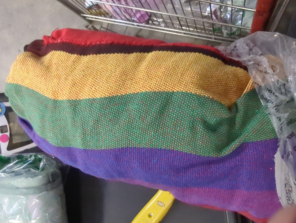 JoyView Brazilian Double Hammock with Hanging Ropes Extra Large 86.6x59” Portable Cotton Hammock for Patio Backyard Porch 450LBS Weight Capacity Perfect for Outdoor/Indoor - Color Stripes