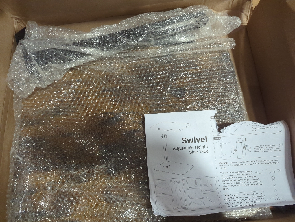 Side Table Sofa Tray for Couch Heavy Metal Base Swivel/Adjustable Height, Sofa Bed Bathroom Study TV Tray C Shaped End Table Food Snack Trays for Eating