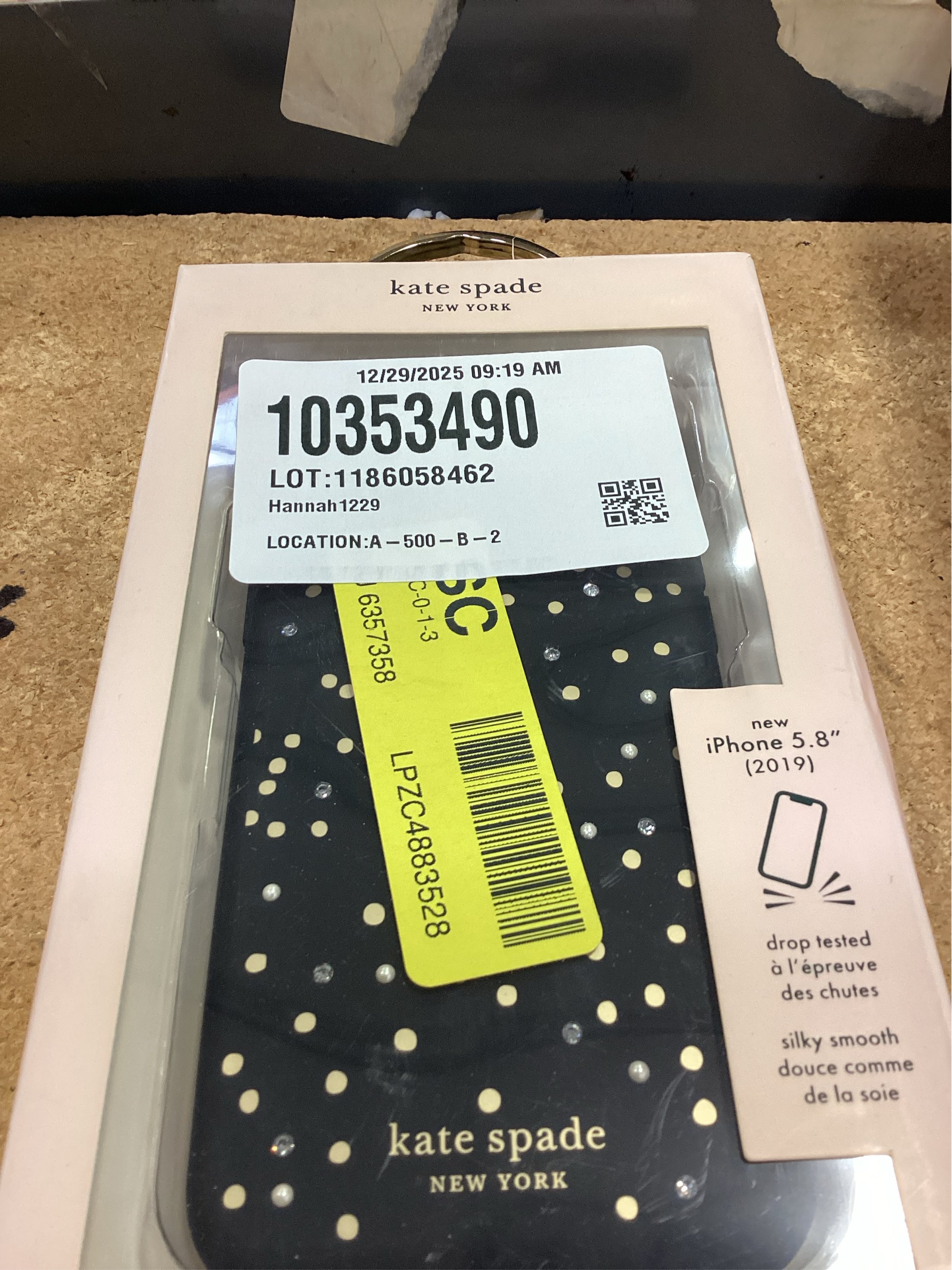kate spade new york Protective Hardshell Case (1-PC Comold) for iPhone 11 Pro, Soft Touch Disco Dots Black/Gold/Crystal Gems/Pearls