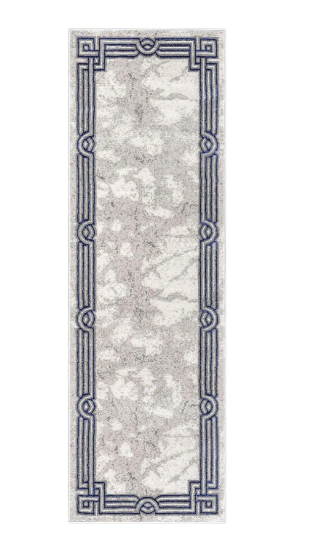 Well Woven Fairmont Huntington Retro Mosaic Marble Pattern Area Rug - 2' 3 x 7' 3 Blue and Silver