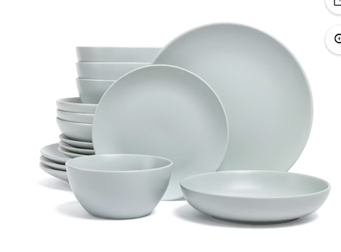 Over&Back Options 16-Piece Dinnerware Set of Plates & Bowls - Speckled White