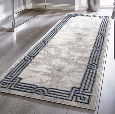 Well Woven Fairmont Huntington Retro Mosaic Marble Pattern Area Rug - 2' 3 x 7' 3 Blue and Silver