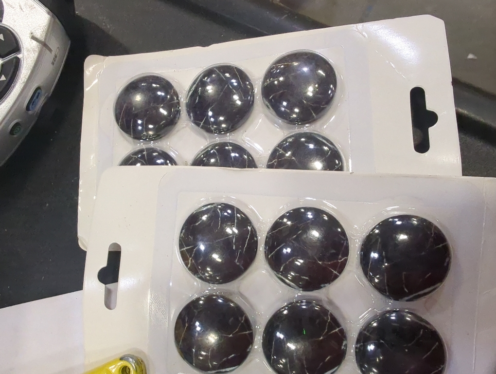 Set of 2 12pcs Round Refrigerator Magnets Glass Fridge Magnets Decoration for Fridge Office Calendar Whiteboard Photo Cabinet 6 Pcs - Black Marbling