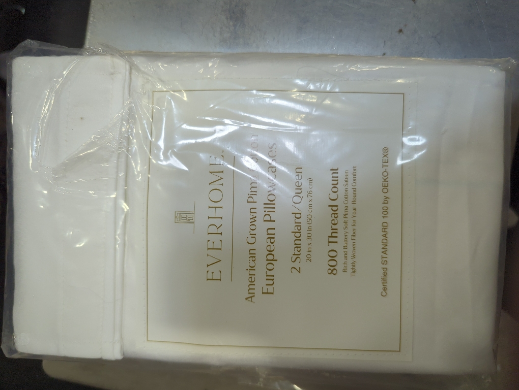 Everhome PimaCott Sateen 800-Thread-Count 2 Standard/Queen Pillowcases in White