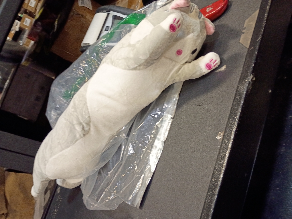 Cute Cat Plush Long Body Pillow – Soft Cartoon Stuffed Animal Doll, Kawaii Cat Plushie Valentines Day Gifts for Kids, Girls & Girlfriend (Gray, 19.7 Inch)