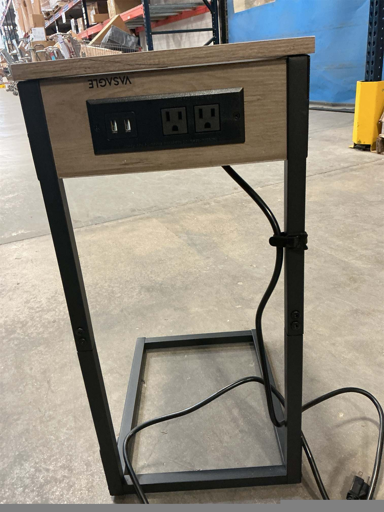 VASAGLE C-Shaped Side Table, End Table with Charging Station, C Table for Couch, Sofa, Adjustable Feet, for Bedroom, Living Room, 2 USB Ports and Outlets, Heather Greige ULET362K02