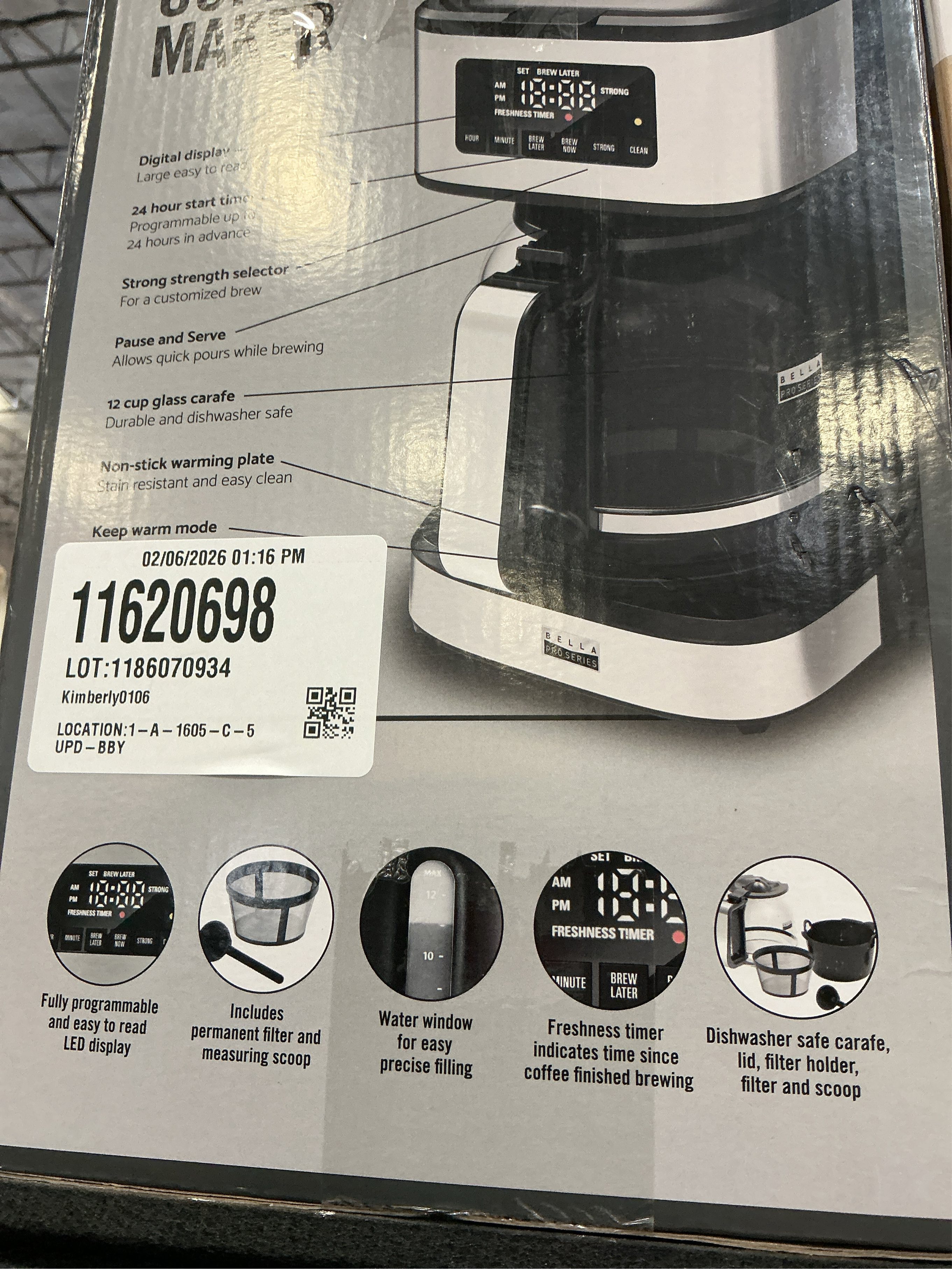 bella PRO - 12-Cup Programmable Coffee Maker - 90194 - Stainless Steel