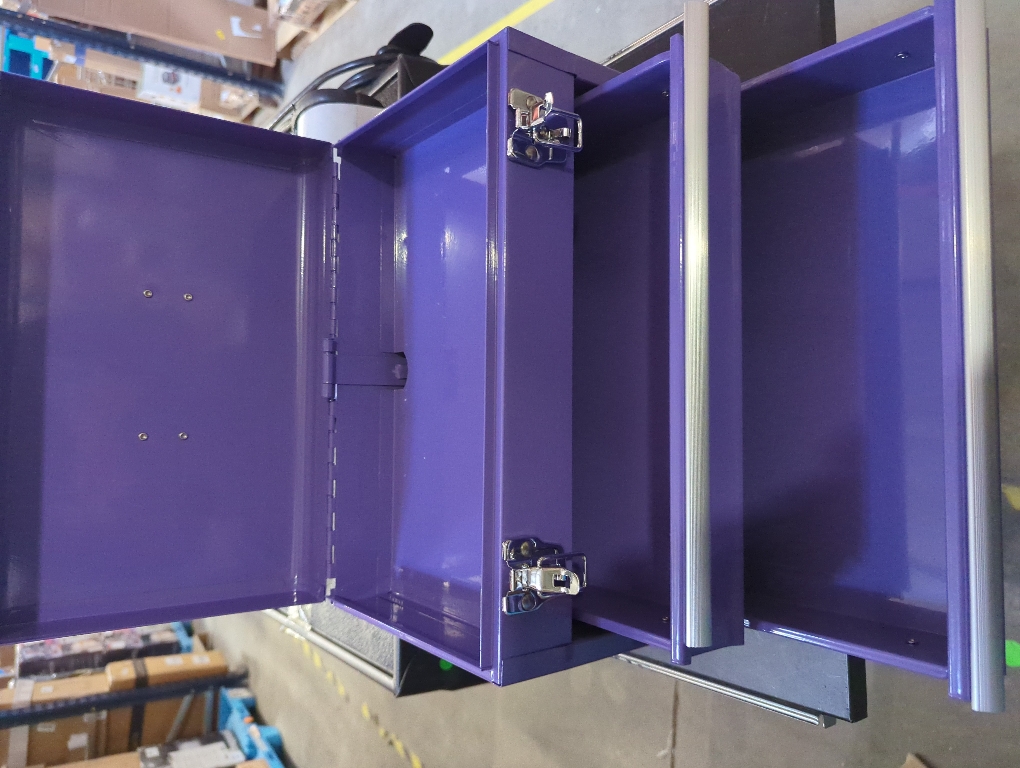 14 Inch Steel Portable Tool Box with drawers - Tool Storage Box Organizer with Metal Latch Closur - Powder Coated Toolbox Chest for Tools Storage Cabinet (PURPLE)