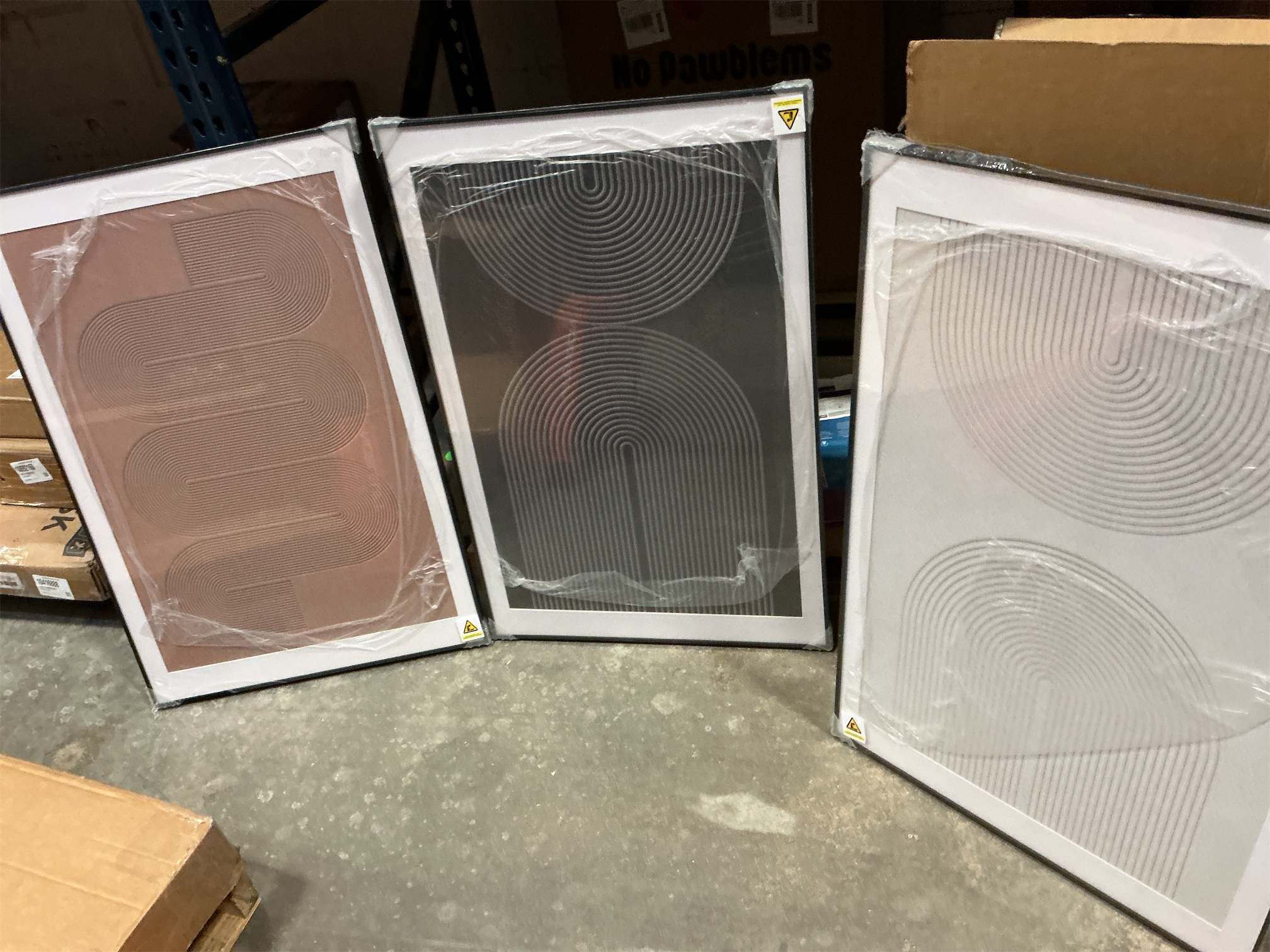 Large Framed Black and White Neutral Abstract Wall Art for Living Room, 3 Piece Boho Canvas Prints Paintings Artwork for Walls, Minimalist Geometric Pictures for Hallway Office Wall Decor 24x36 In