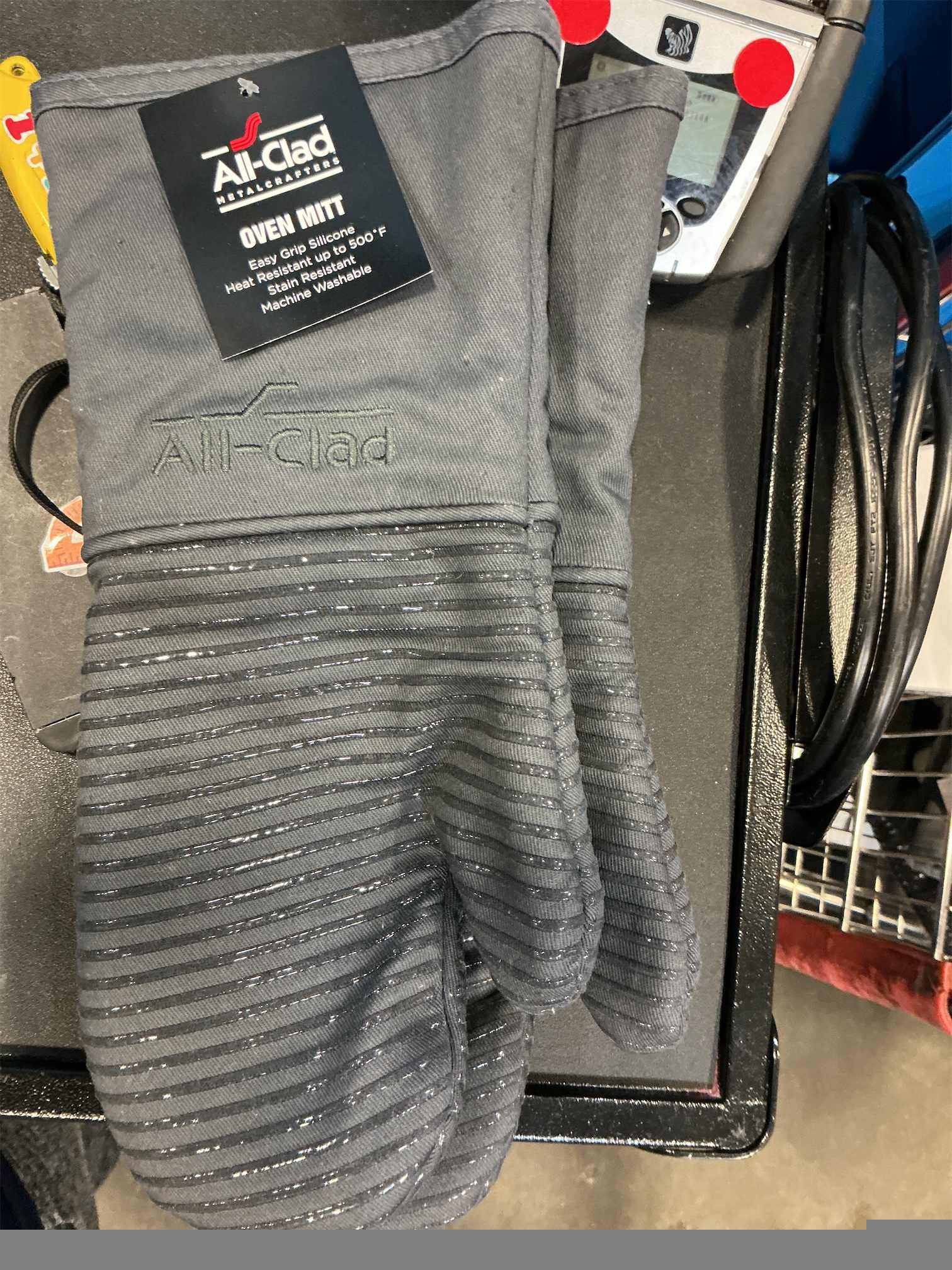 All-Clad Silicone Oven Mitts: Heat Resistant up to 500 Degrees - 100% Cotton & Silicone, 14x7 Oven Mitt for Kitchen and Barbeque, 2-Pack, Pewter