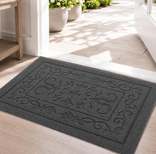 FONEYI Dirt Trapper Door Mat  Non-Slip Washable Doormats, grey