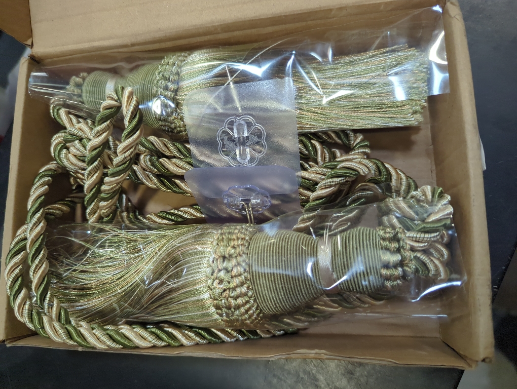 Green and Gold Tassel Rope Drapery