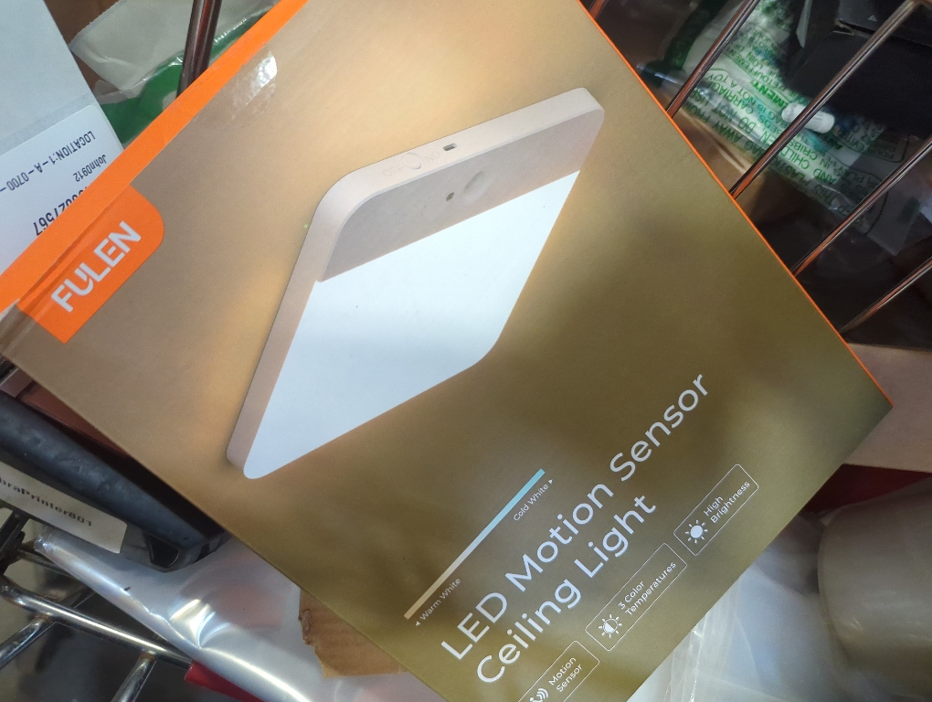 FULEN Motion Sensor Ceiling Light Fixture, Cordless Closet Light Battery Operated, Rechargeable Magnetic Mount LED Shower Light for Bathroom,Stairs,Garage,Hallway,3 Color Temperatures,Remote Control