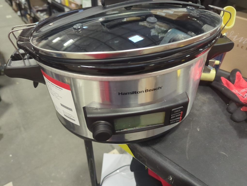 6 Quart Slow Cooker, Stainless, Integrated Probe Track’s Your Food’s Temperature, Expand Your Cooking Options, Suitable for Kitchen, Dining Room, Etc, 16.00 x 10.63 x 16.19 Inches (L x W x H), Silver